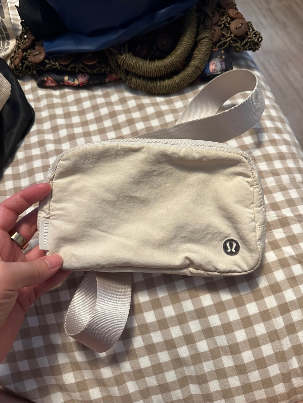 lululemon Cream Belt Bag with Silver Logo